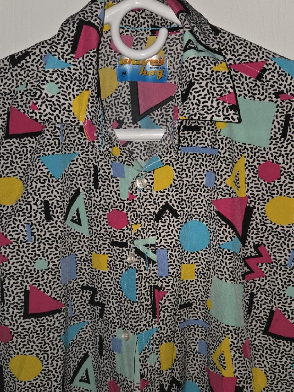 Retro Geometric Print Button-Up Top in Multicolor